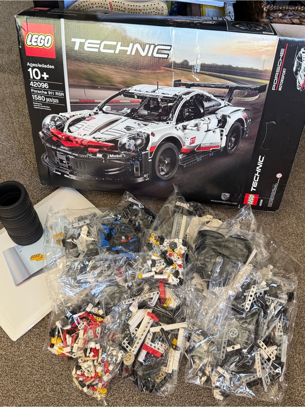 Lego Technic Porsche 911 RSR Race Car Set - White, Black, Red